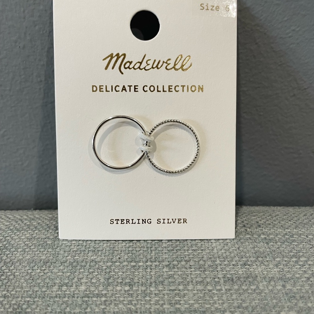Madewell stackable rings.